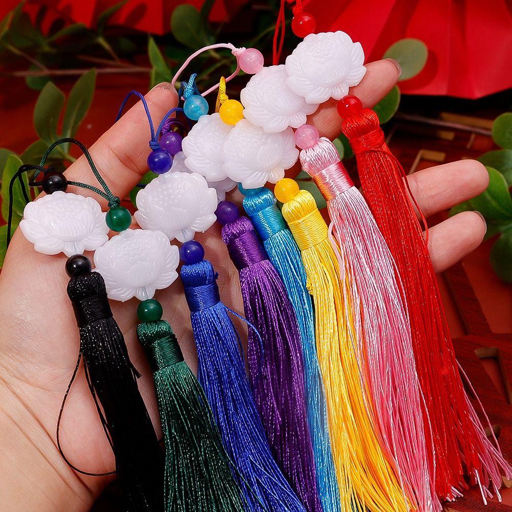 1Pcs Lotus Tassels Silk Tassels Ancient Chinese Style Knot Tassels Pendant New Jade Beads Tassel