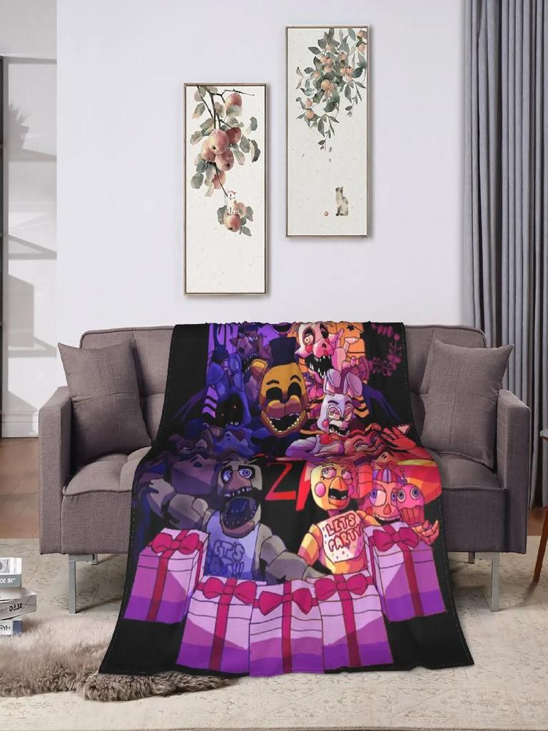 Soft Warm Throws for Camping FNAF Fans Outdoor Fashion Sofa Bed Cover Cozy Flannel Blankets for Students