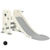 3 in 1 Kids Slide with Climber, Basketball Hoop and Ball, Foldable Indoor Toddler Slide for Ages 2-5, Cream White