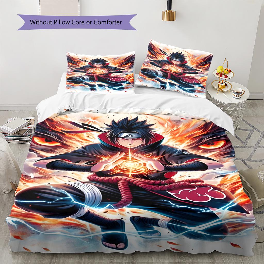 Juego de Ropa de Cama con Estampado de Dibujos Animados Colcha Funda de Colcha Funda de Almohada Decoración del Hogar Regalo de Cumpleaños (1 * funda nórdica + 2 * fundas de almohada, sin núcleo)