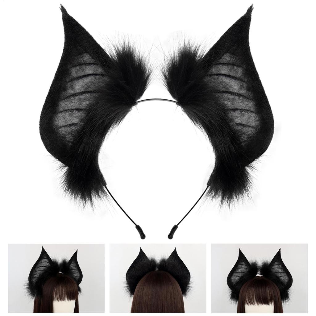 2025 Halloween Bat Headband Gothic Bat Ears Hair Band Masquerade Party Headdress for Role-Play Photoshoot Stage