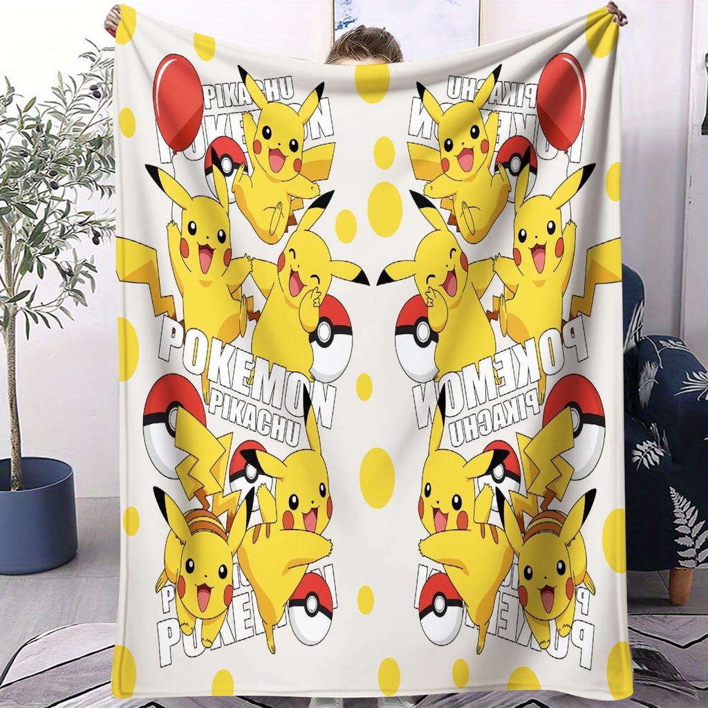 Pokemon PikachuAsh Blanket Flannel Throw Blanket Gift Winter Warm Universal Blanket for Living Room Sofa Bed Camping Trip
