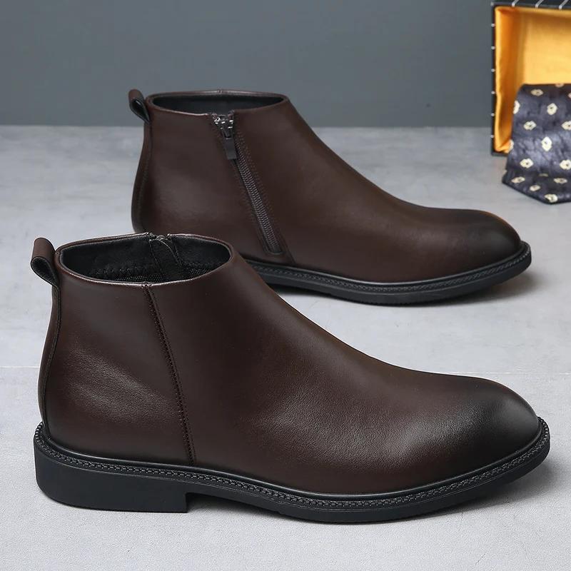 Boots For Men In Autumn And Winter  With Plush Boots  British Style High Top Trendy Versatile Men'S Shoes