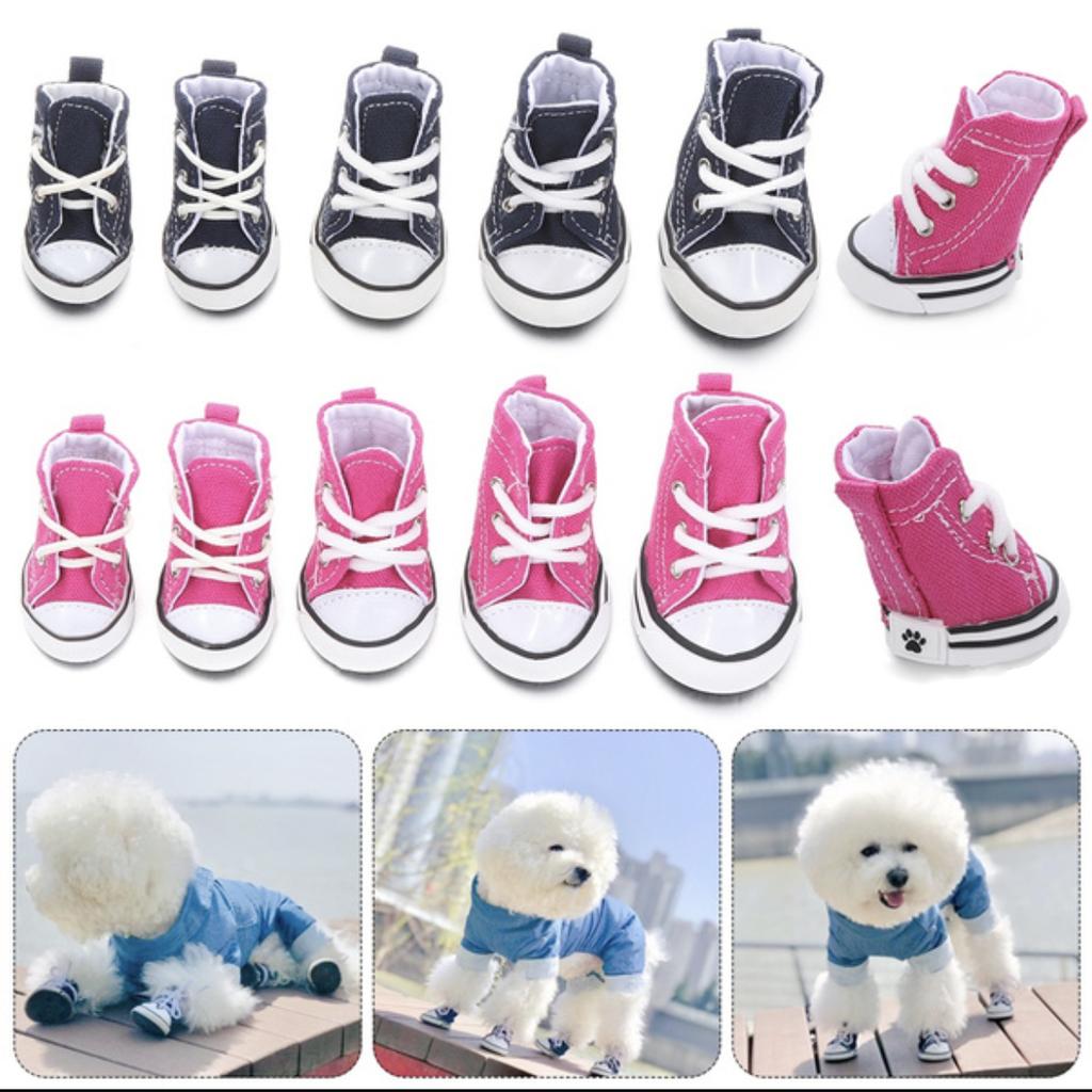 Pet Dog Shoes Denim Canvas Sneaker Puppy Sporty Cloth Shoes Pink Blue Pet Dog Boots Lovely Shoes for Small Dogs