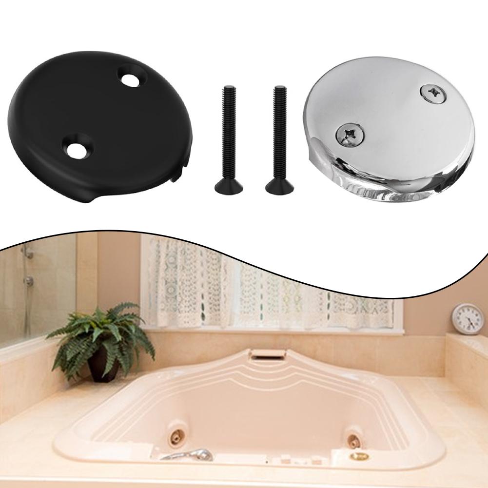 Sleek Black 3 25 Inch Bathtub Overflow Drain Cover with Installation Kit