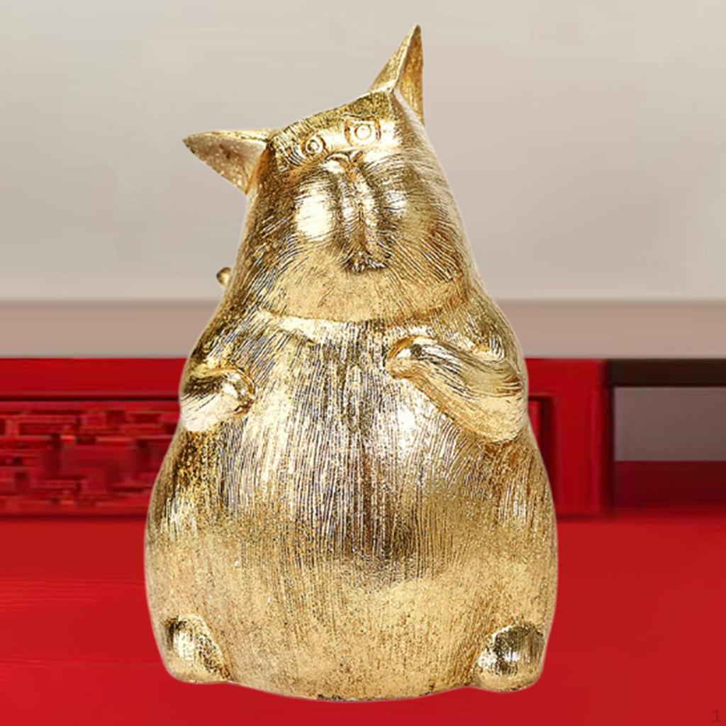 Cat Statue Animal Figurine Decor Holiday Decoration Resin Sculpture Desktop Ornament for Indoor