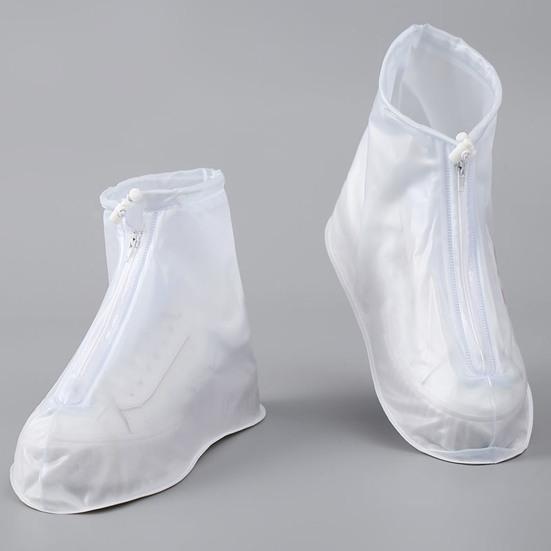 1 Pair Waterproof Shoe Covers Rainproof Shoe Protectors with Zipper And Drawstring Anti-Slip Sole Overshoes for Men Women Rain Snow Mud Protection