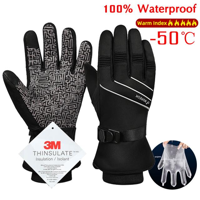 Männer Winter Wasserdichte Radfahren Handschuhe Outdoor Sport Laufen Motorrad Ski Touchscreen Fleece Handschuhe Nicht-slip Warme Volle Finger