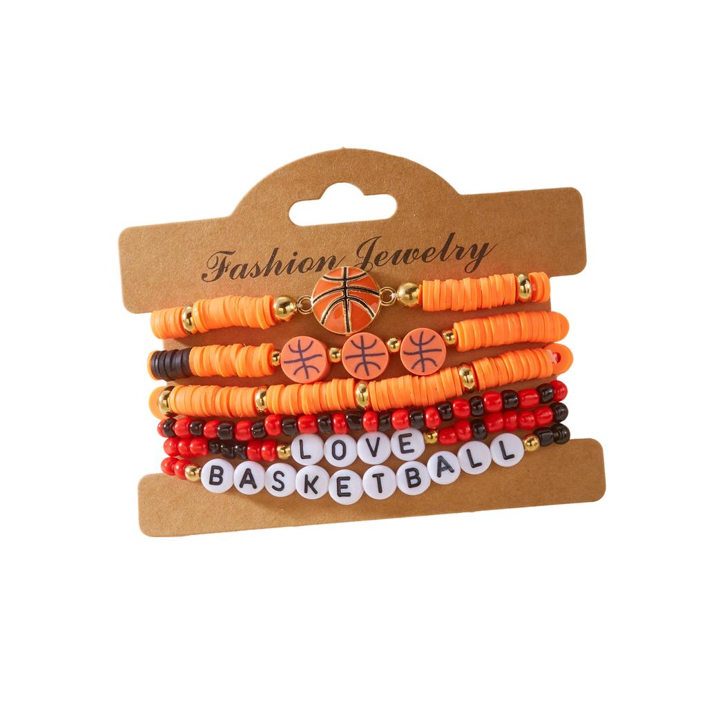 Elastic Adjustable Beaded Bracelet SportS Design For Men Women Unisex Football Baseball Fan Jewelry Wristlet
