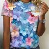 Summer Women's 3D Printed Crew Neck T-Shirt Fashion Versatile Breathable Trend Casual
