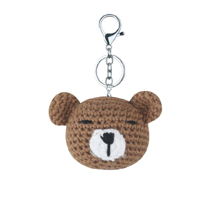 Handmade Knitted Keychain for Women Girl Cute Crocheted Bear Keyring Pendant Car