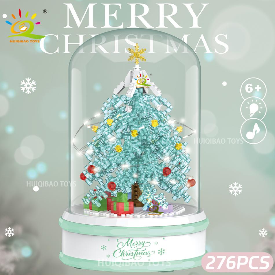 Non-Toxic Children Christmas Tree Santa Claus Mini Music Box Model Micro Bricks Building Block Diy Bricks Toys For Adult Gift