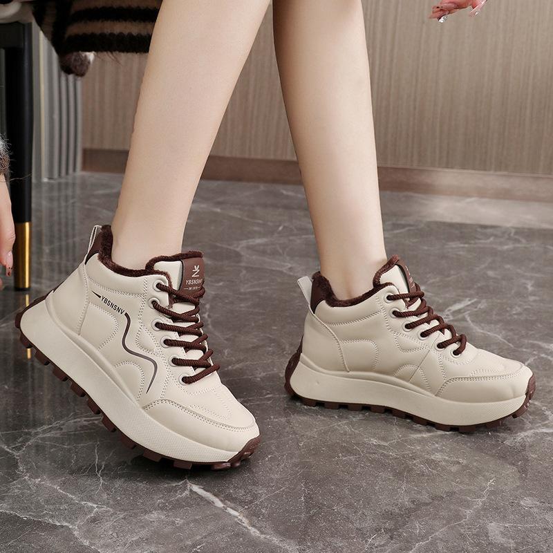 Thick-soled winter new fleece thickened boots to increase height casual sports cotton shoes and warm shoes