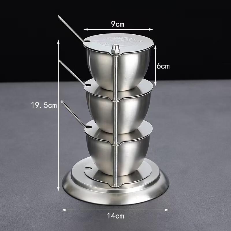 Chushan Hai 304 Stainless Steel Rotary Spice Jar Set