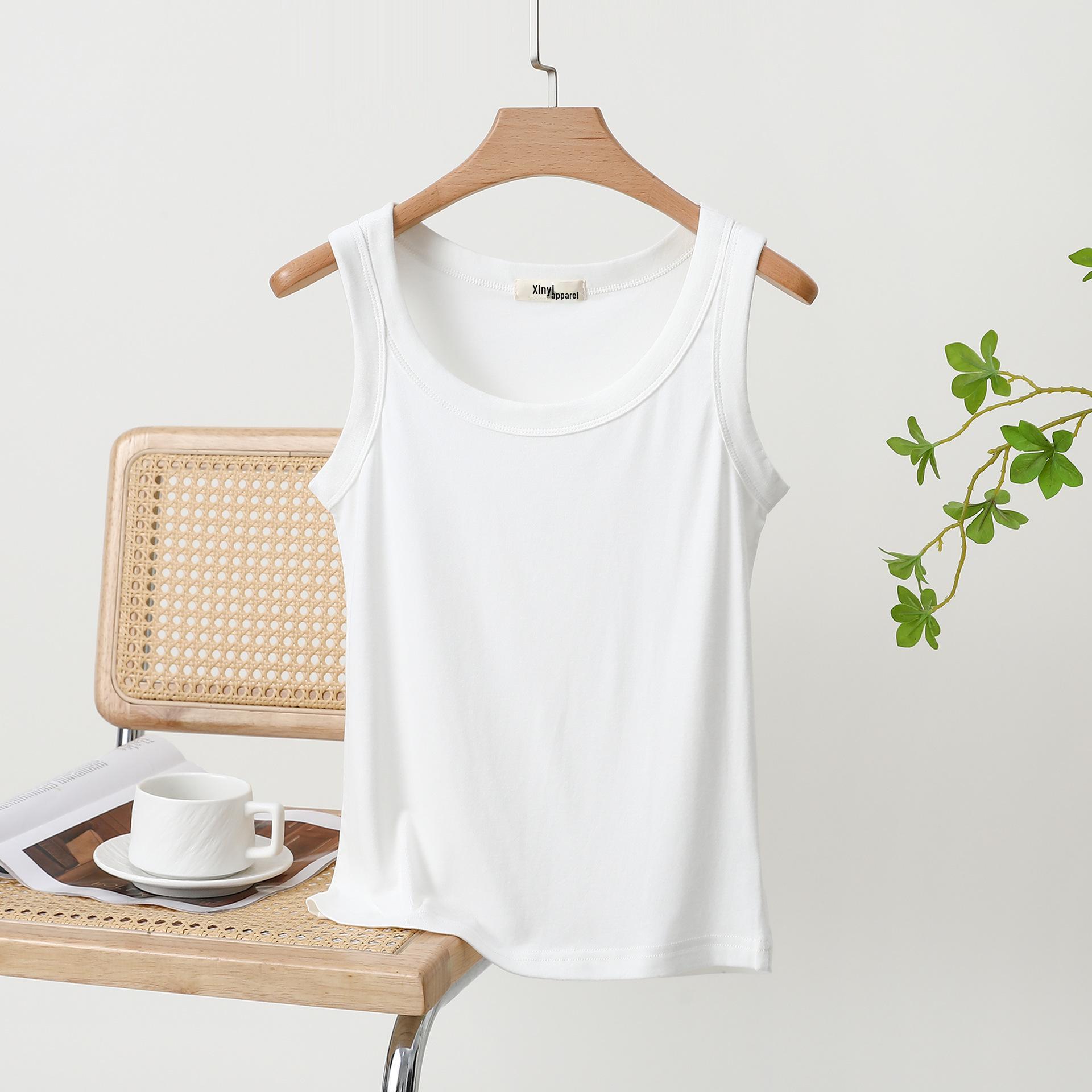 

Эластичный утягивающий жилет большого размера с круглым вырезом - Женский универсальный топ с широкими плечами, защищающий от оголения L белый