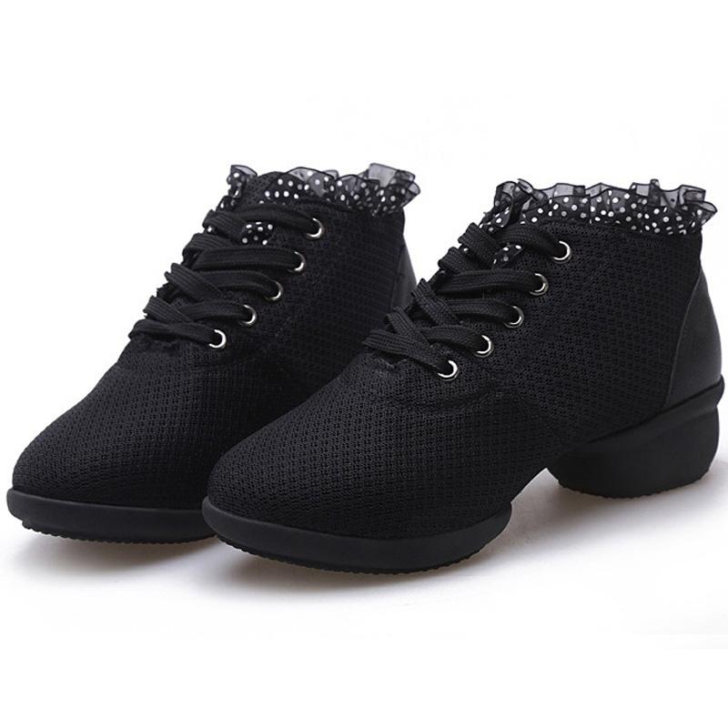 Breathable Mesh Rubber Sole Short Boots Sailor Dance Shoes Lace Up Soft Sole Latin Practice Shoes Teacher Shoes Square Dance Shoes