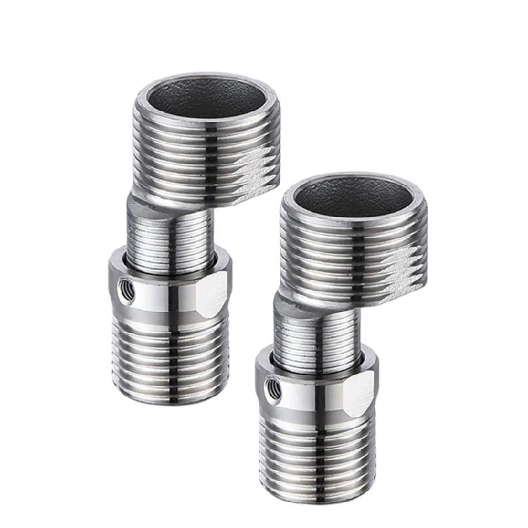 360 Grad verstellbare abgewinkelte gebogene Basis Edelstahl Duschhahn-Adapter Gebogene Füße für Küche und Bad