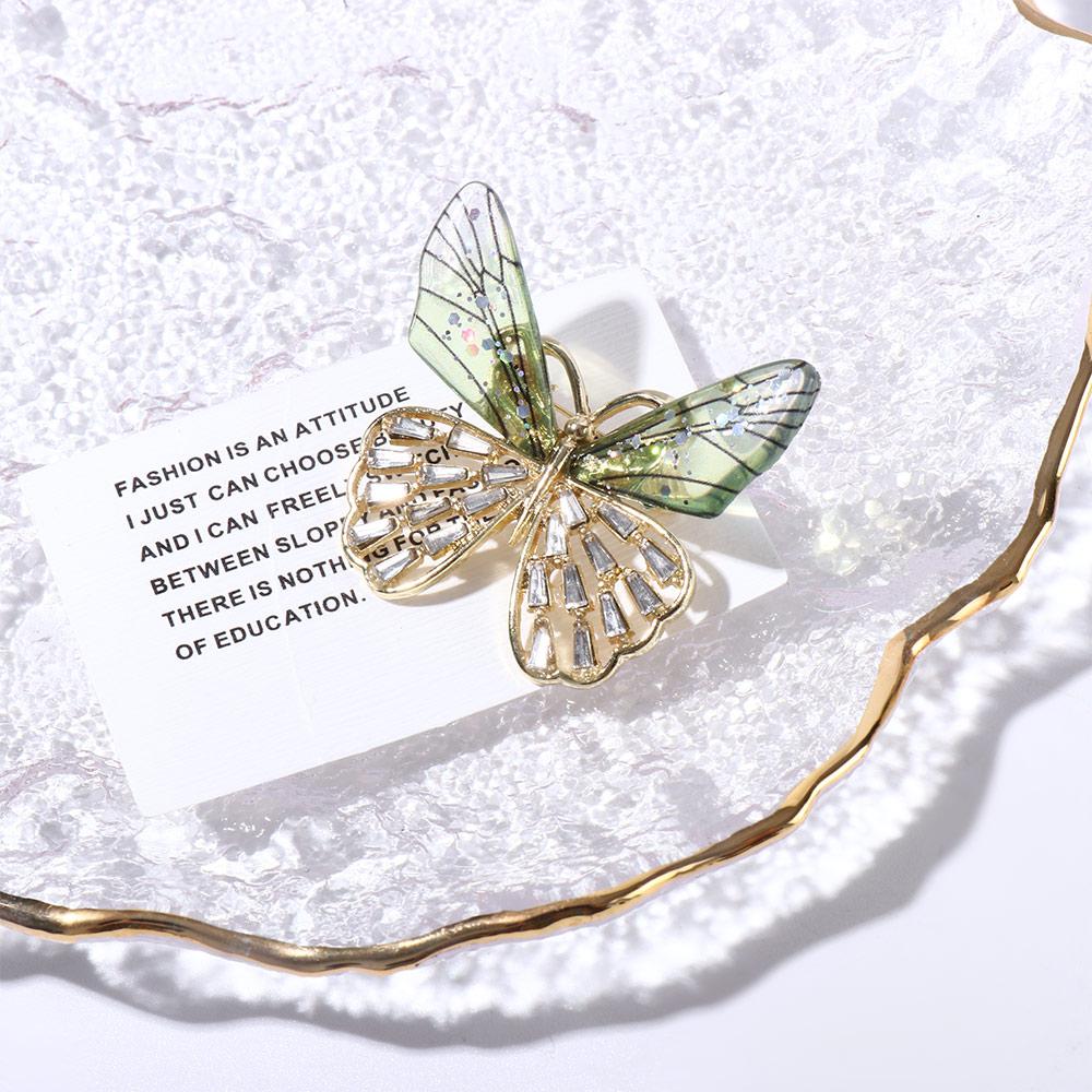Pin Luxury Sense Transparent Wings Butterfly Korean Style Badge Clothes Accessories Women Brooch