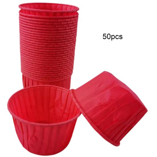 

50 шт. формочек для выпечки с закругленными краями, многоцелевые водонепроницаемые антипригарные бумажные стаканчики для торта, кексов, праздничные принадлежности розы красного