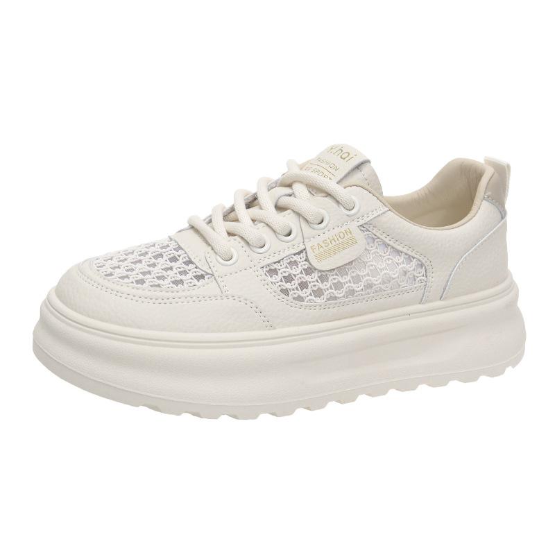 [Fanfna] thick-soled little white shoes women's mesh sports shoes 2025 summer new height-increasing casual versatile board shoes