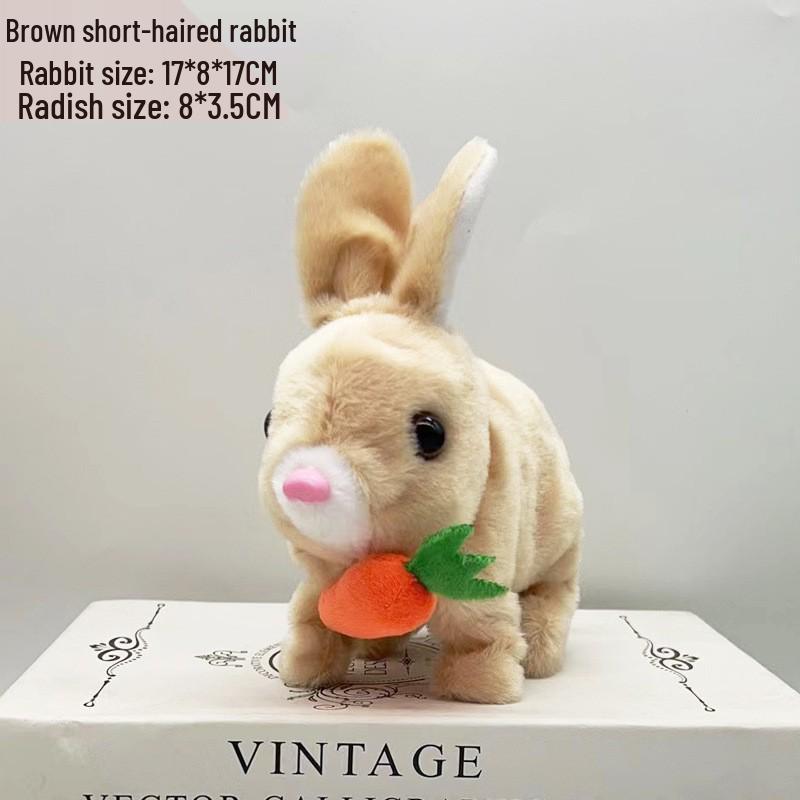 Interactive White Plush Rabbit Toy: Walks, Cries, and Moves Ears