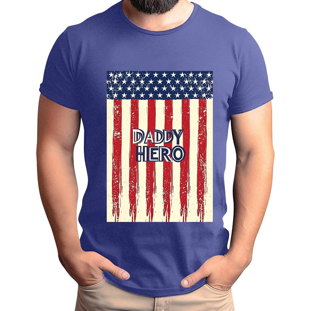 Men's Father's Day Flag Printed T-Shirt Men's Loose Casual Short Sleeve Top
