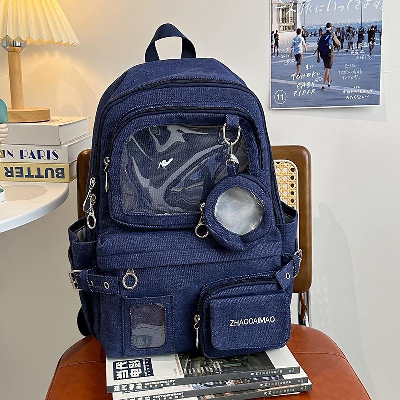 New Cute Transparent Pain Bag Girl's Heart Is High  High School Students' Schoolbags and Large Capacity Backpacks.