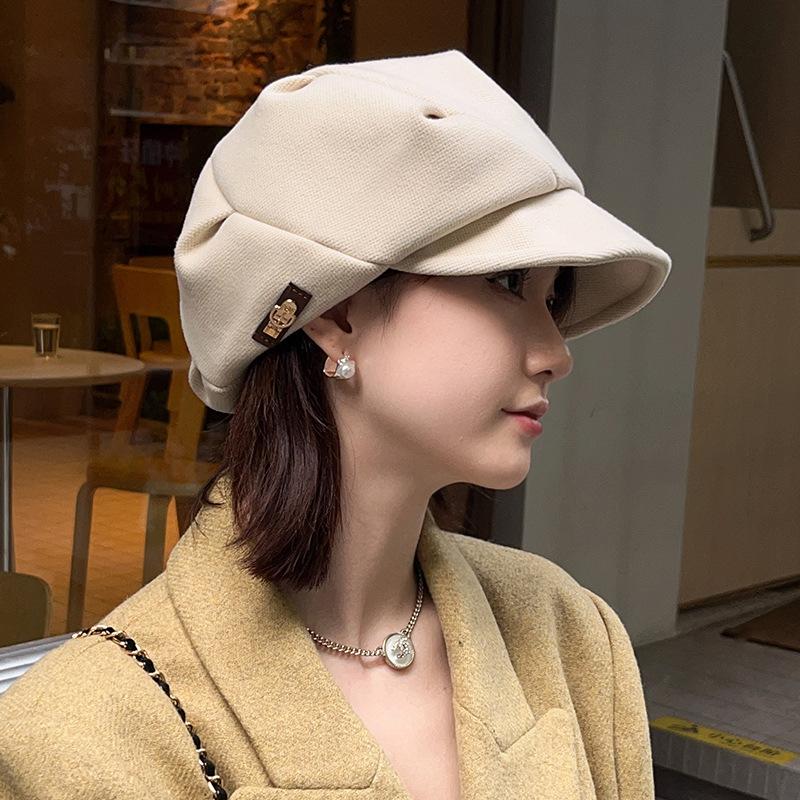 Retro Octagonal Beret Cloud Shaped Women Spring Autumn and Winter Beret Hat Fashion Versatile British College Style Painter Hat