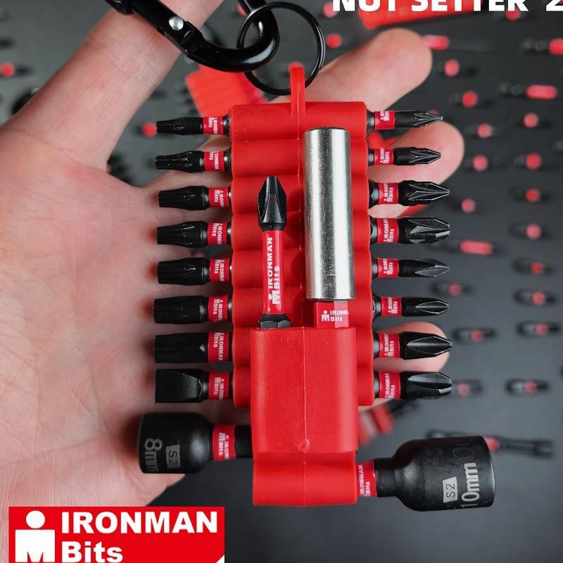 Black S2 Magnetic Sleeve Screwdriver Bit Set with Storage Strip