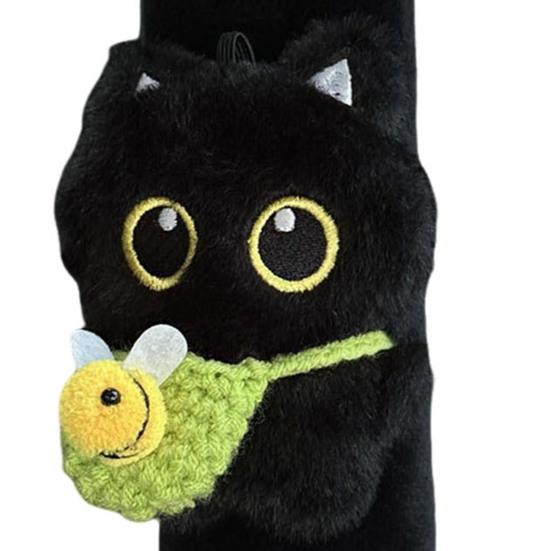 Black Cat Seat Belt Shoulder Pad Cover Soft Plush Car Safety Belt Protector for Kids Car Interior Decor for Anti-Chafing
