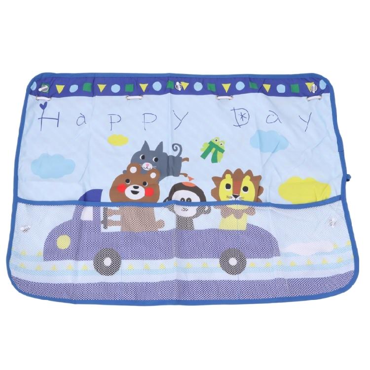 Polyester Rear Side Glass Cover with Sectioned Mesh Pocket, Removable Mounting and a Tie Cord for Folded Storage