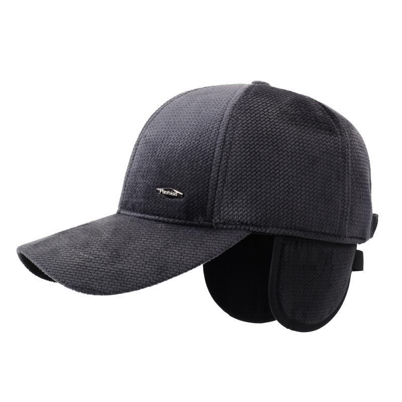 Men's Autumn Winter Woolen Hat Middle-Aged and Elderly Thick Warm Ear Protection Baseball Cap