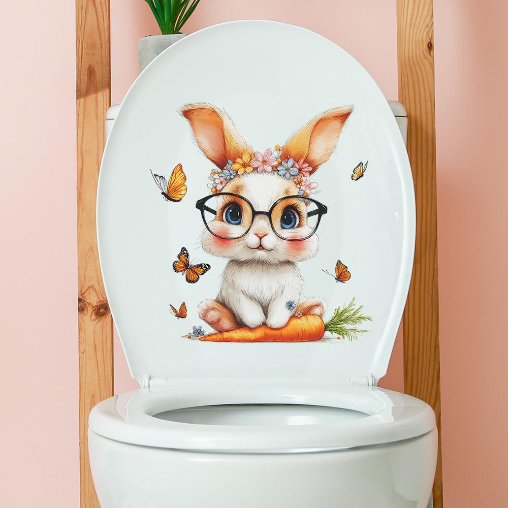 Cartoon Glasses, Rabbit, Carrot, Butterfly, Bathroom Toilet, Wall Decoration Stickers