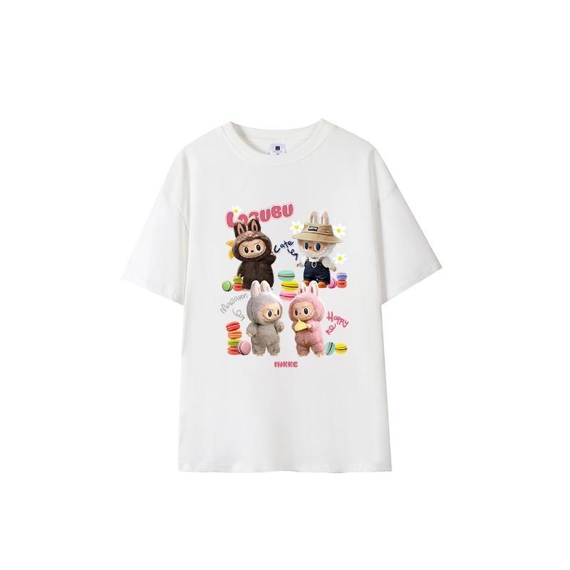 New Loose LABUBU Printing Women Tees Round Neck Short Sleeved T-shirt Fashion Causal Daily Tops