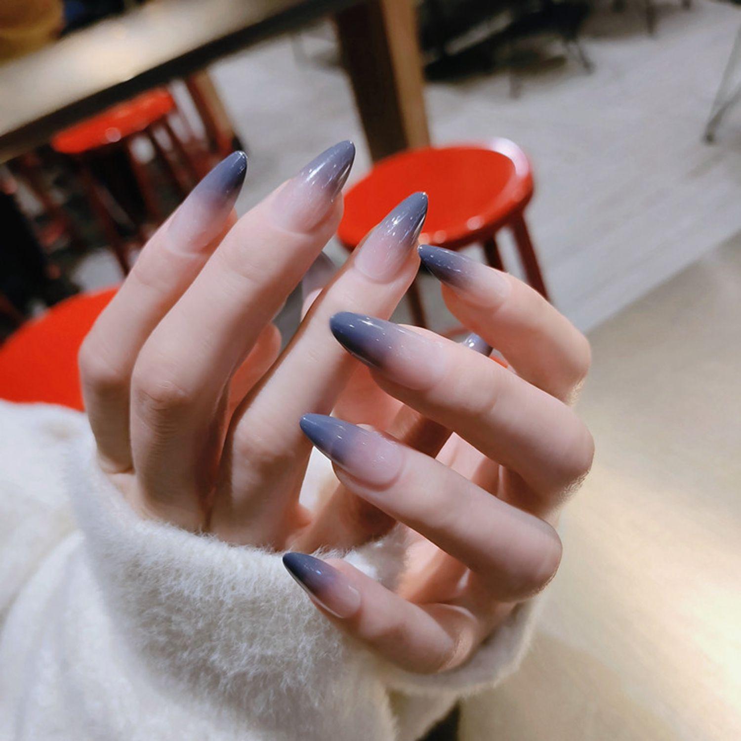 

24pcs/box Gradient Full Cover Manicure Tool Wearable Fake Nails Nail Tips Stiletto False Nails 06