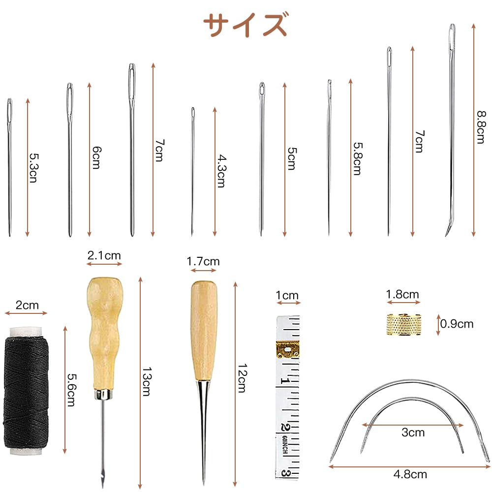 Samkos Leather Craft Leather Tool Set Sewing Tools Leather Tools Needle Handmade Leather String Cotton Thread Hand Sewing Tools DIY Sewing Kit Zar