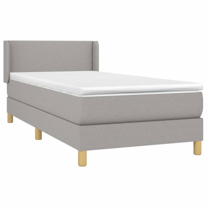 3130089 vidaXL Lit à sommier tapissier avec matelas Gris clair 100x200cm Tissu