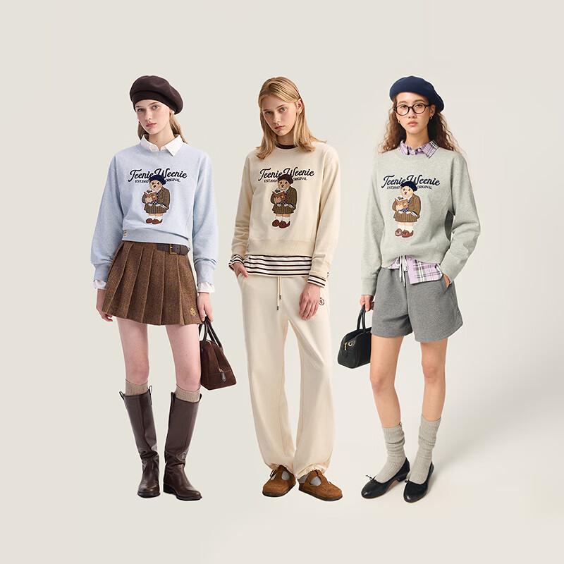 Teenie Weenie Women's Sorona Big Bear Embroidered Crew Neck Sweatshirt