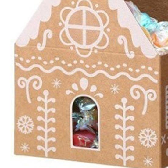 Christmas Gingerbread House Gift Box Small Christmas Candy Boxes for Cookies Chocolates Treats 3D House Shaped Paper Box for Holiday Party Favors