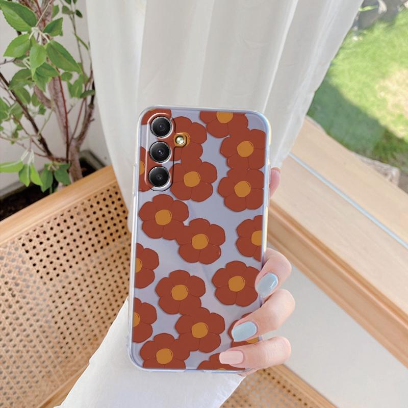 

Мягкий силиконовый прозрачный чехол с цветочным узором для Xiaomi Redmi 13C Note 13 Pro Samsung A55 A54 A34 S24 M35 iPhone 15, защитный противоударный чехол для камеры Samsung Galaxy S20 FE