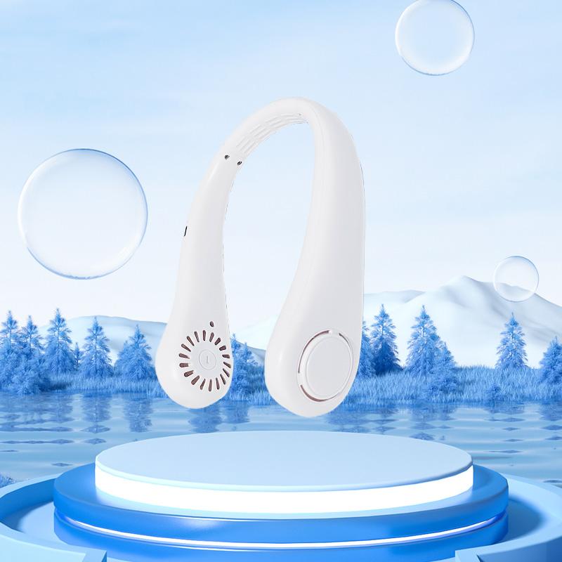 Mini ventilator fără frunze pentru gât, convenabil, 1200 mAh, 3 viteze ale vântului, cu încărcare USB, ventilator de răcire potrivit pentru sporturi în aer liber