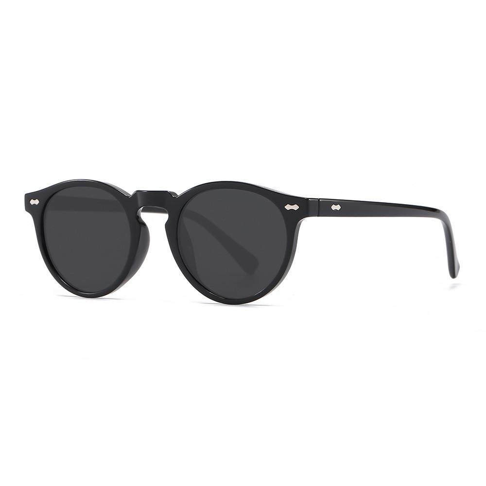 Retro Small Round Eyewear With Uv Protection For Outdoor Activities And Fashion BlackFrameGray