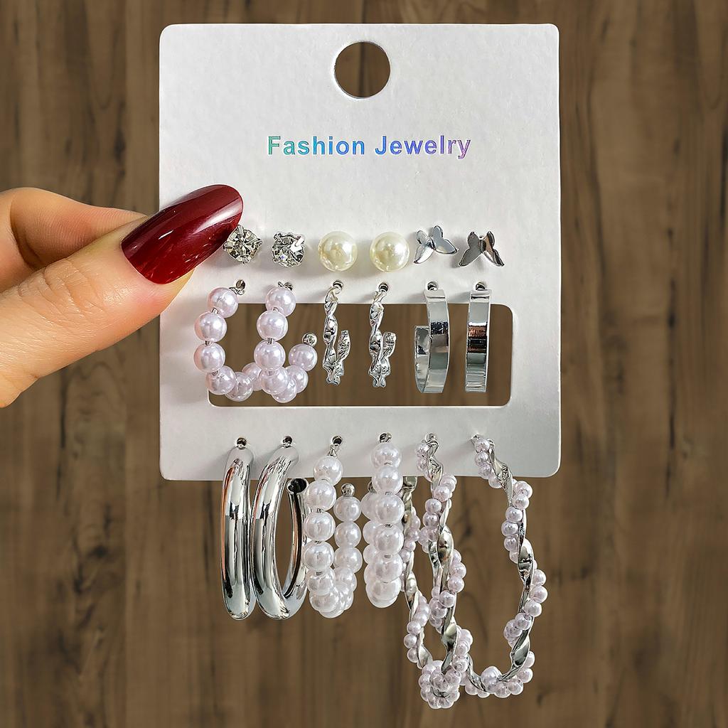 6Pairs Korean Fashion Gold Color Metal Twist Hoop Earrings Set for Women Jewelry Simple Circle Geometric Drop Dangle Earrings