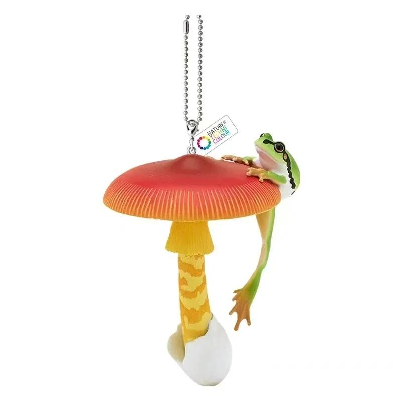 Frog and Mushroom Gashapon Toys Lovely Creative Simulation Mushroom Rain Frog Ornament Pendant Action Figure Toys