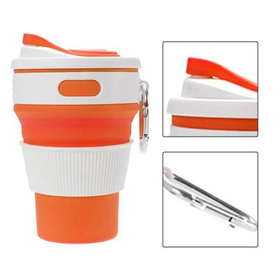 Folding Silicone Cup With Carabiner Portable Telescopic Drinking Collapsible Coffee Cup Multi-function Foldable Mug For Travel