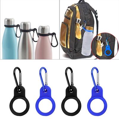 4 Pcs Water Bottle Buckle with Carabiner Clip Silicone Water Bottle Carrier Holder for Outdoor Camping Travel Durable
