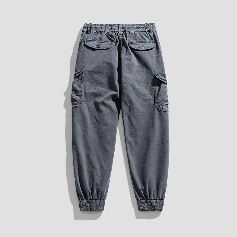 Men's new Japanese vintage minimalist multi-pocket work pants for slim fit