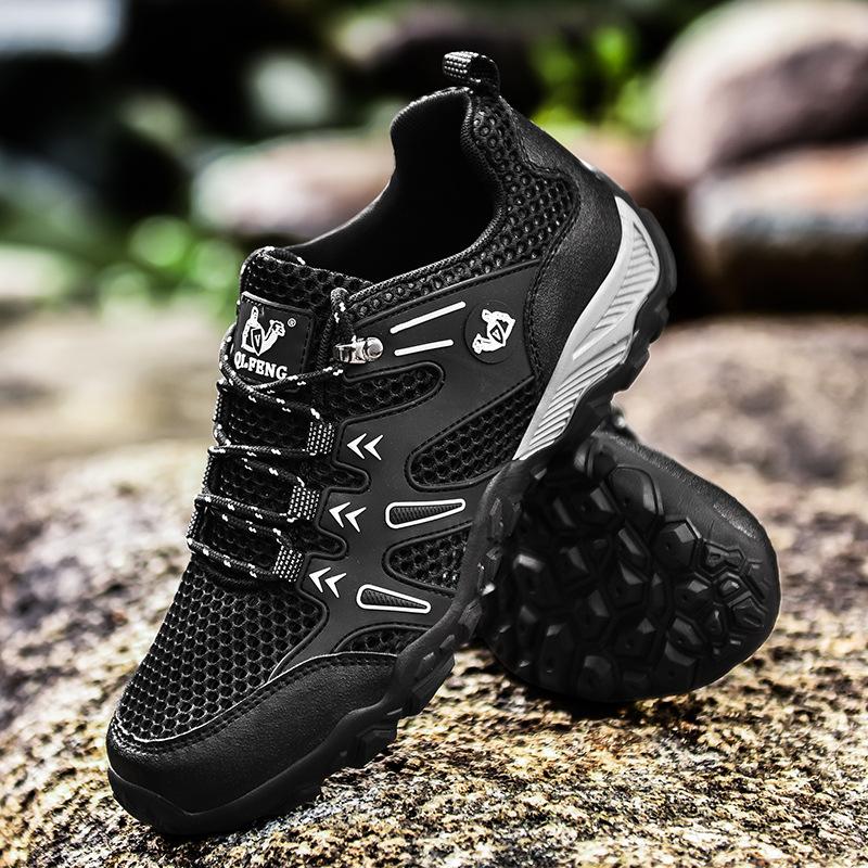 Shoes Men's Large Size Outdoor Low-top Hiking Shoes Summer Breathable Fly-woven Mesh Hollow Fashion Boots