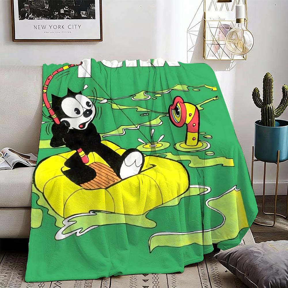Felix The Cat Throw Lightweight 240G Flannel Blanket Soft Skin-Friendly For Summer Cooling