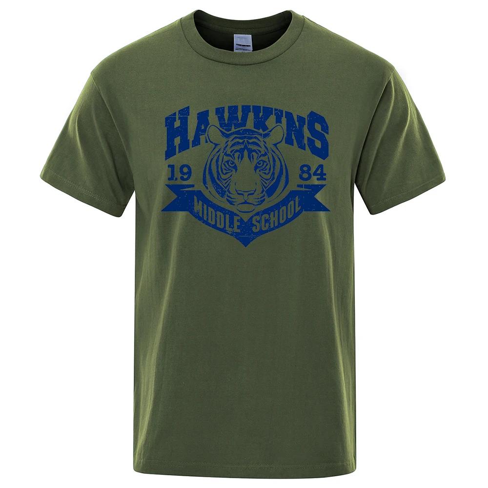 Hawkins Middle School Tigers Funny Printed T-Shirts For Loose Cotton Clothing O-Neck Breathable Oversize Short Sleeve Tshirt
